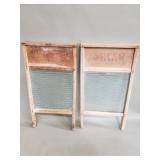Pair of wood-frame glass washboards