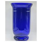 Vintage Polish handmade cobalt blue art glass vase