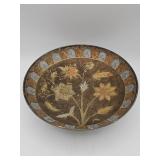 Vintage Indian brass polychrome floral d