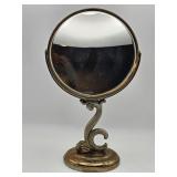 Vintage brass and metal tabletop vanity mirror