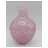 Vintage hand-blown pink and white mottled art