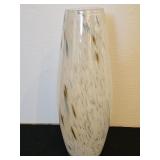 Vintage hand-blown white frit art glass vase w
