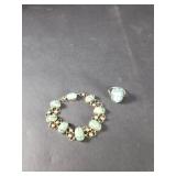 Silver and turquoise scarab bracelet and ring