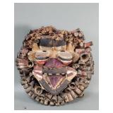Vintage African carved wood and Plaster War mask