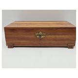 Vintage carved cedar keepsake box with b