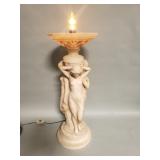 Carved alabaster figural lamp