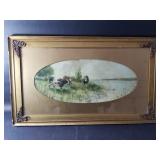 Vintage mixed media painting