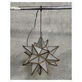 Vintage frosted glass star pendant light fixture