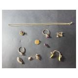 10k gold pins, rings, earrings, eyeglasses