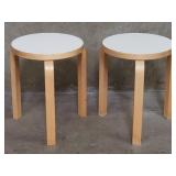 Pair of Alvar Aalto-style birch wood stools
