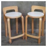 Pair of Alvar Aalto-style birch wood stools