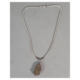 Sterling silver necklace with a pyrite druzy