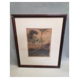 Signed K.E. Thew mixed media