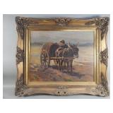 Viski. J signed vintage oil on canvas