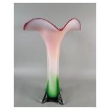Hand blown studio art glass tulip trumpet vase