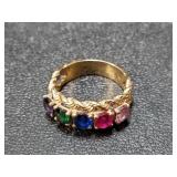 14k gold ring with 5 semi-precious stones.