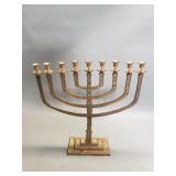 Traditional seven branched brass menorah