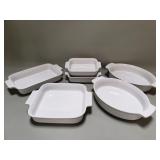 Group of Le Creuset white baking dishes