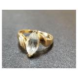 Vintage 14k gold & Marquis cut quartz ring