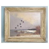 Signed George Stevens oil on canvas painting