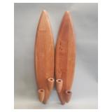 Pair of wood double sconces