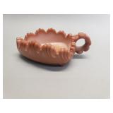 Vintage chocolate slag glass handled nappy