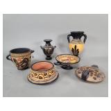 Group of ancient Greek pottery replicas