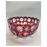 Vintage Bohemian ruby cut to clear crystal bowl