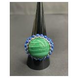 Sterling silver ring with malachite and lapis