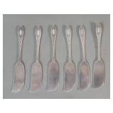 Six sterling silver butter spreaders