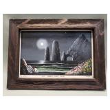 G Lopez hand painted ceramic tile