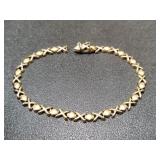14k gold Italian 'X' & diamond link bracelet;