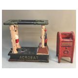 Pair of cast iron coin banks