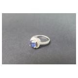 18k white gold, diamond and sapphire ring