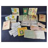Groups of green stamps, top value stamps and