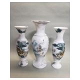 Three Asian style marble vases