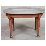 Vintagw pewter removable tray top on walnut base