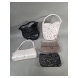 Group of Faux leather designer style handbags