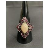 Vintage sterling silver ring with multi-stone