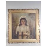 Withers signed antique oil on canvas portrait