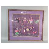 Vintage hand stitched folk art embroidery