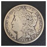 1921-S Morgan silver dollar coin.