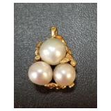 14k rose gold pearl cluster pendant, scratch