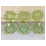 6 vintage uranium glass plates