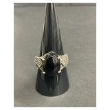 Vintage sterling silver ring with black onyx