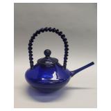 Indigo-blue cobalt glass sake ewer