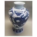 Vintage Chinese blue and white porcelain vase