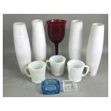 Four vintage milk glass lamp shades, hand blown