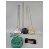 Metal, leather,  fabric designer style handbags
