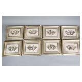 Group of vintage fan-shaped etchings